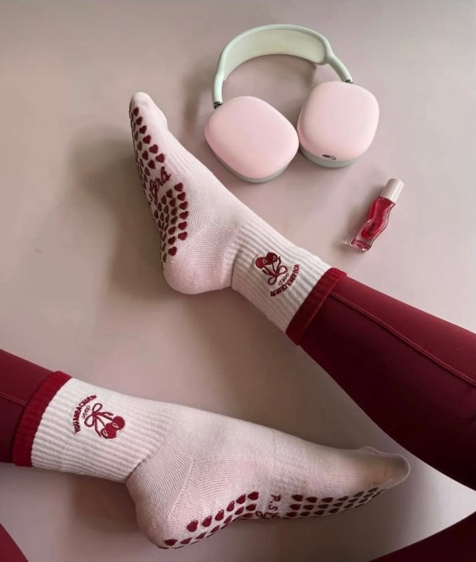 Cherry Girl Kaydırmaz Pilates Yoga Çorabı