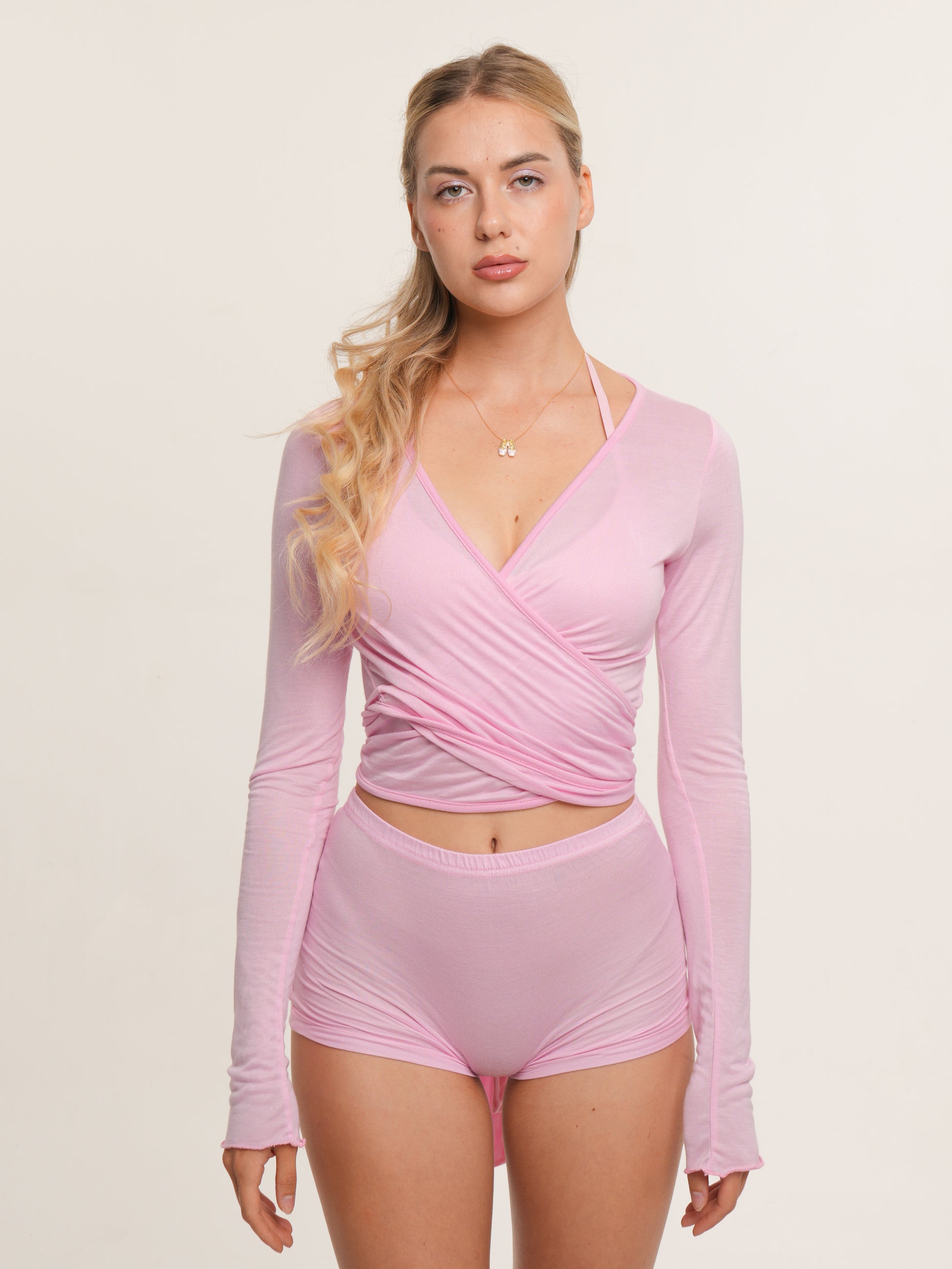 Bubblegum Ballet Wrap Top