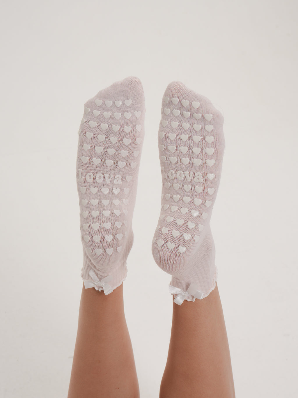 Cream Bow Kaydırmaz Pilates Yoga Çorabı