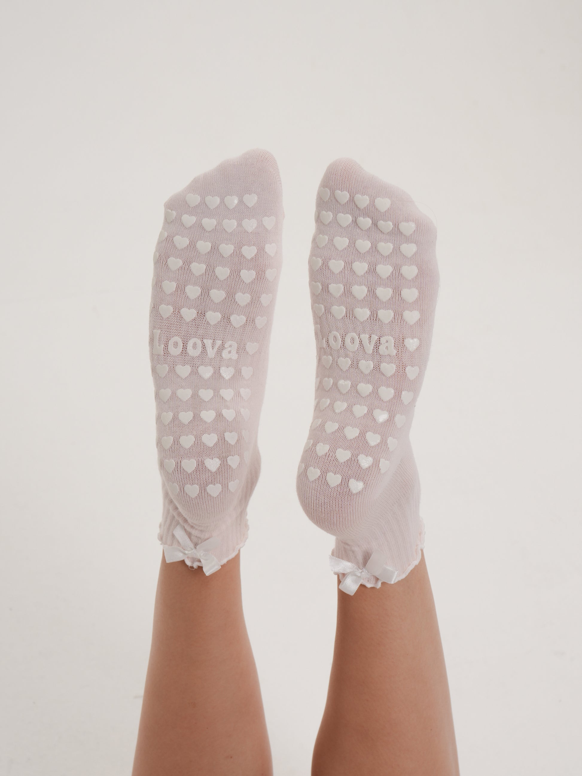 Cream Bow Kaydırmaz Pilates Yoga Çorabı